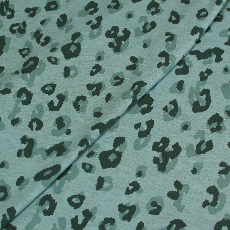 Jersey coton & polyester - Léopard vert canard