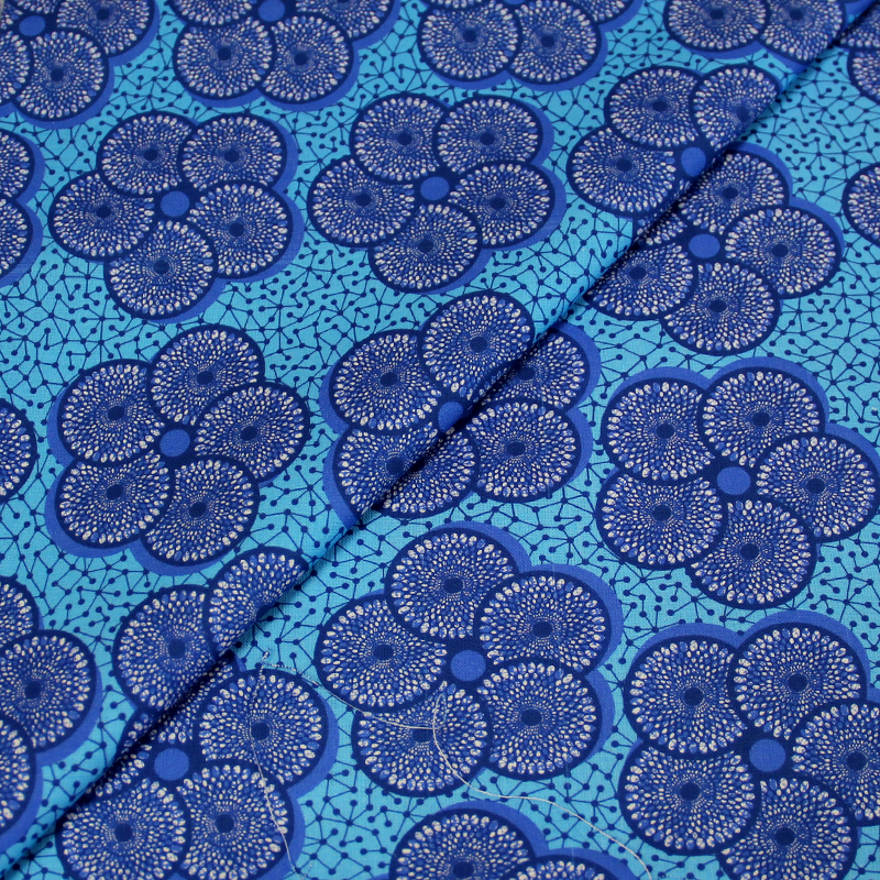 Toile de coton impression digitale - Atome bleu