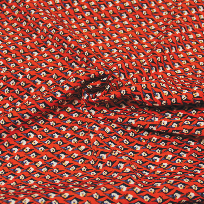 Javanaise - Fleur solitaire géométrique fond rouge