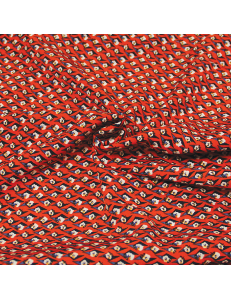 Javanaise - Fleur solitaire géométrique fond rouge