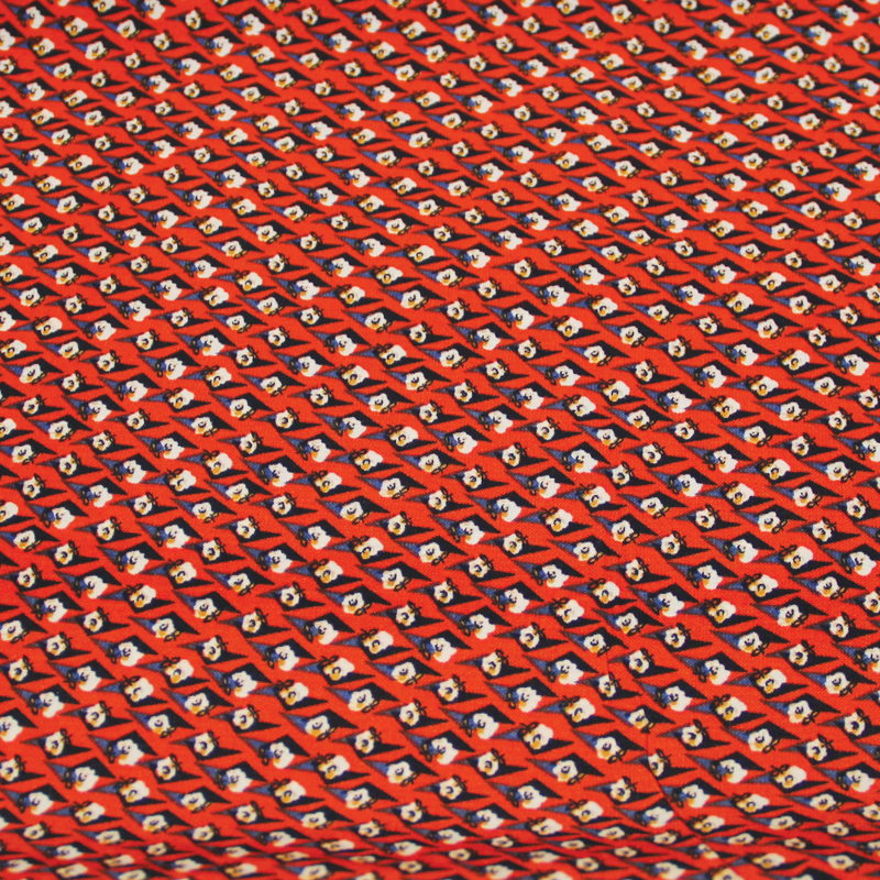 Javanaise - Fleur solitaire géométrique fond rouge