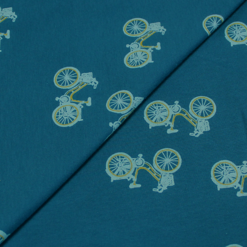 Molleton gratté - Bicyclette fond bleu