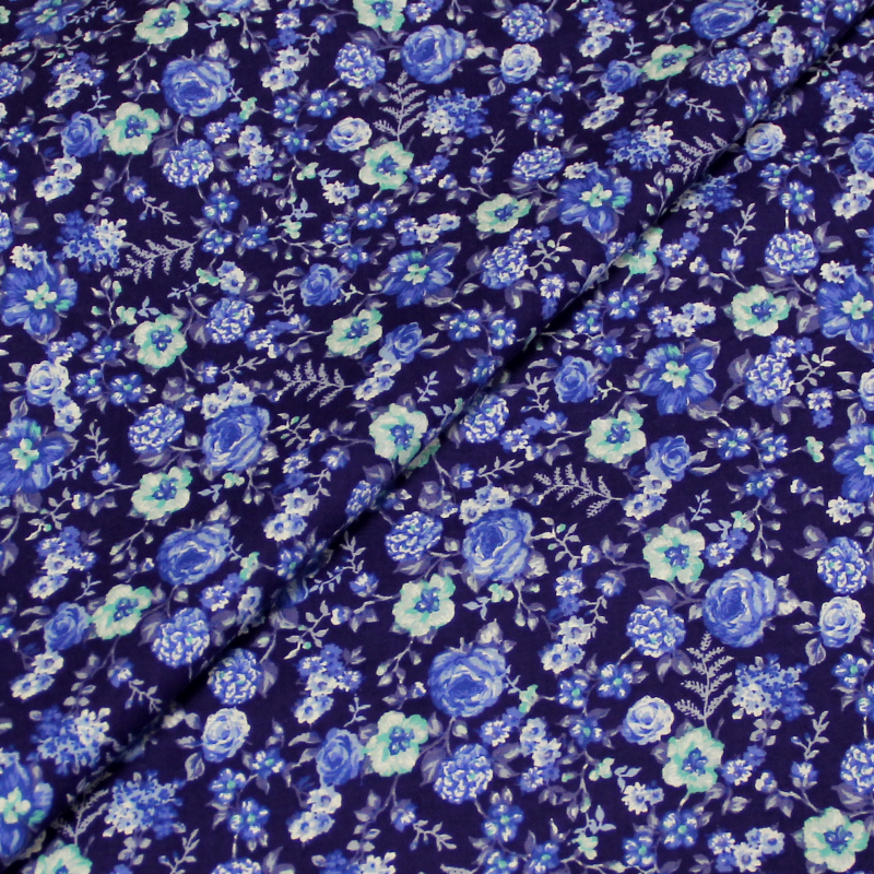 Toile de coton impression digitale - Aquarelle paradis bleu