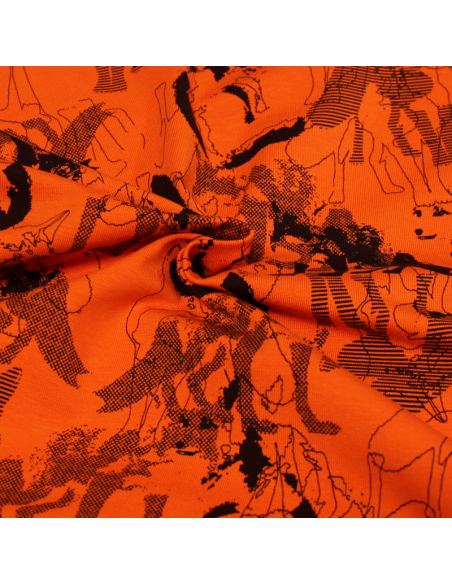 Jersey imprimé - Requin anis fond bleu