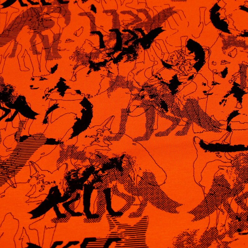 Jersey imprimé - Requin anis fond bleu