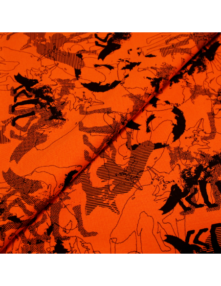 Jersey imprimé - Requin anis fond bleu