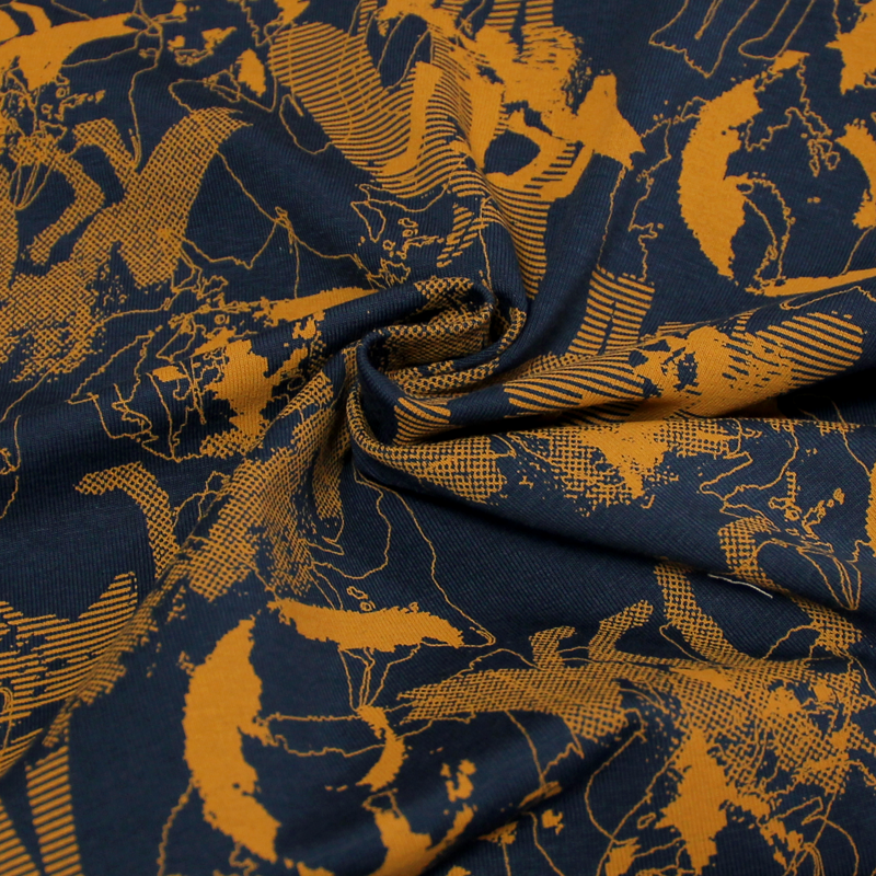 Jersey imprimé - Papillon de nuit fond anis