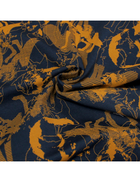 Jersey imprimé - Papillon de nuit fond anis