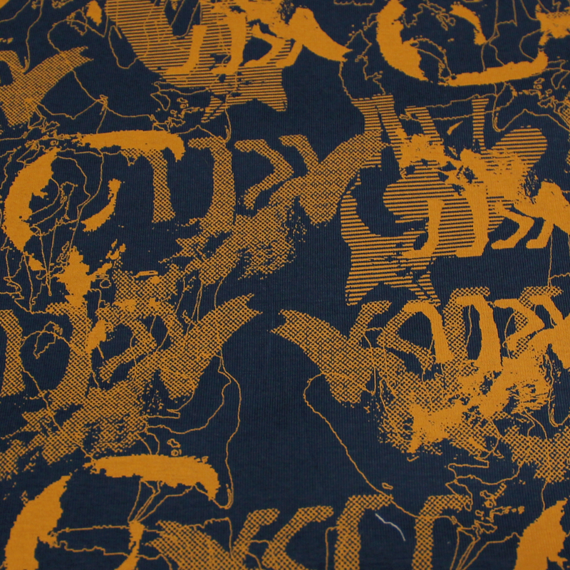 Jersey imprimé - Papillon de nuit fond anis