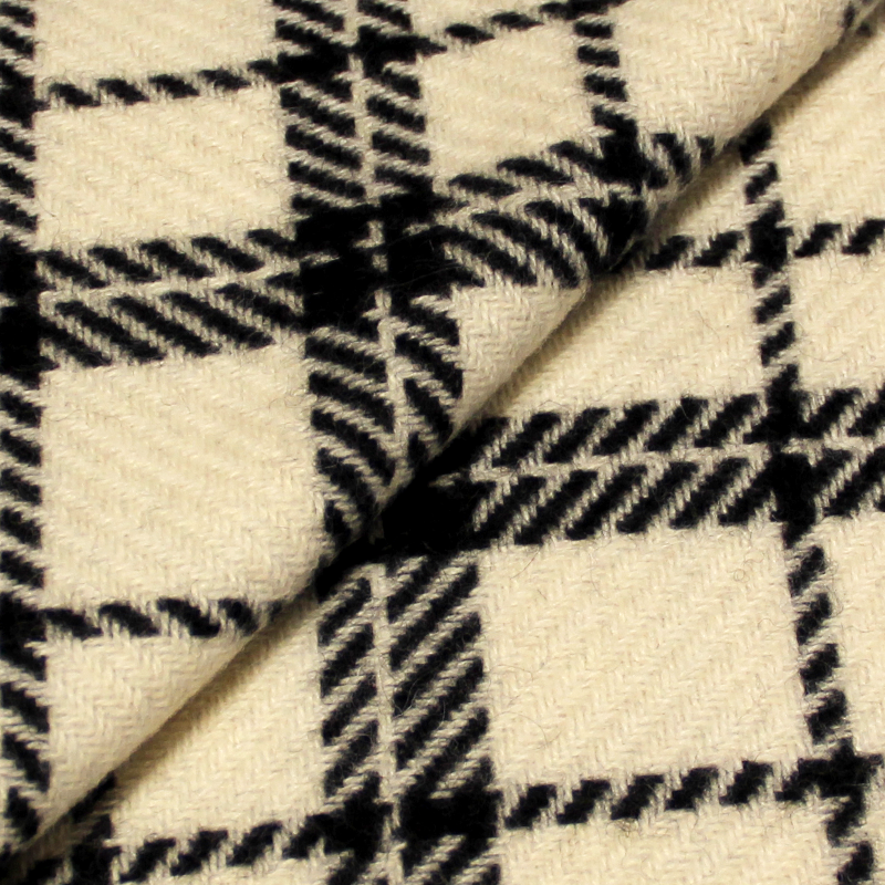 Tweed à carreaux foulé - Noir & Blanc
