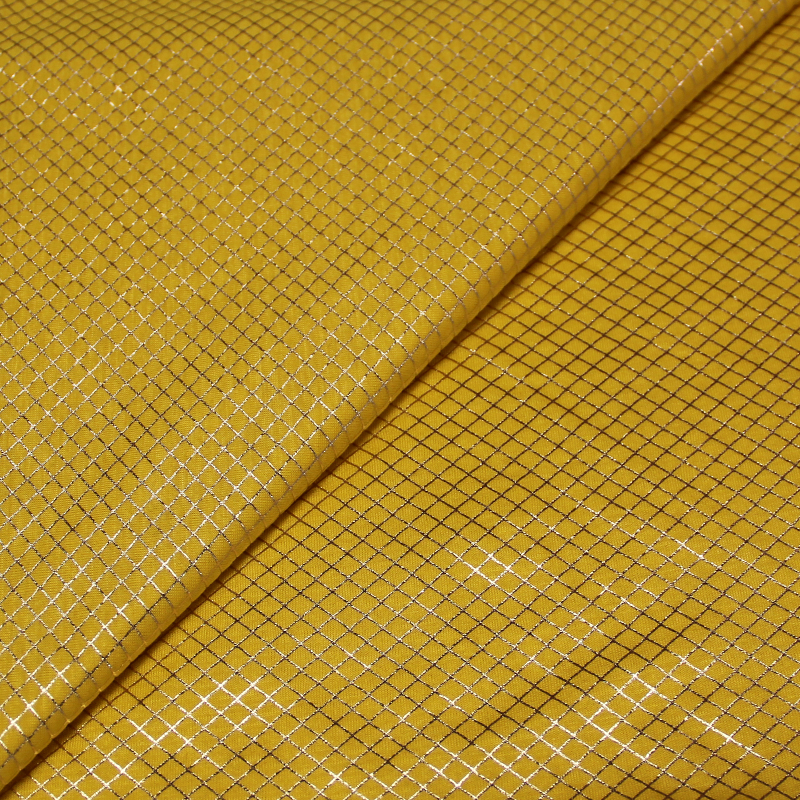 Jersey 100% viscose imprimé - losanges dorés fond jaune vendu au mètre