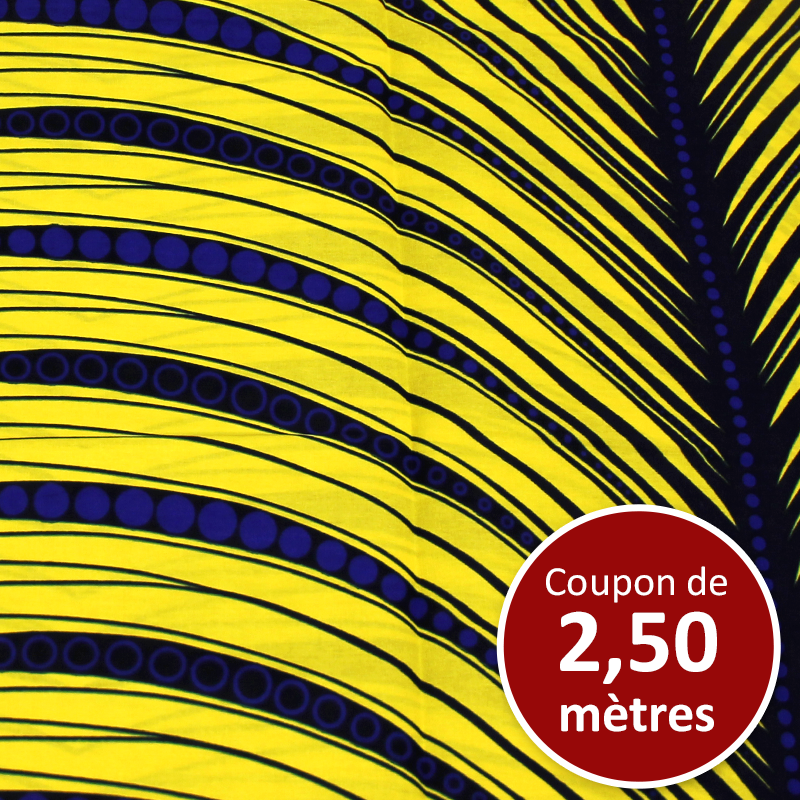 Tissu Africain WAX - Parure jaune et violet (coupon de 2,50 mètres)