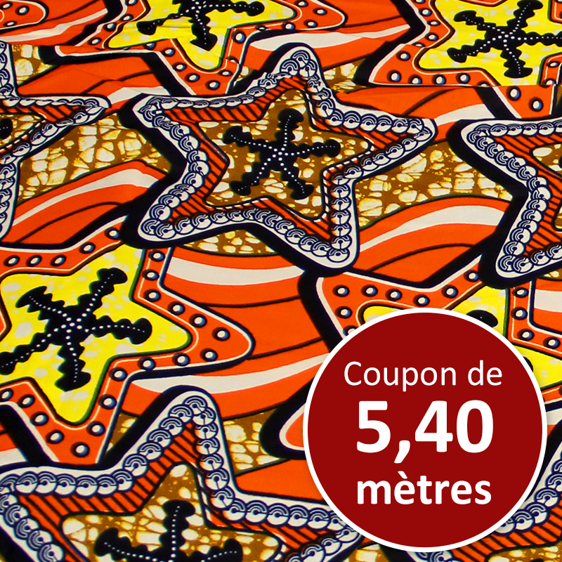 Tissu Africain WAX - Étoile multicolore (coupon de 5,40 mètres)