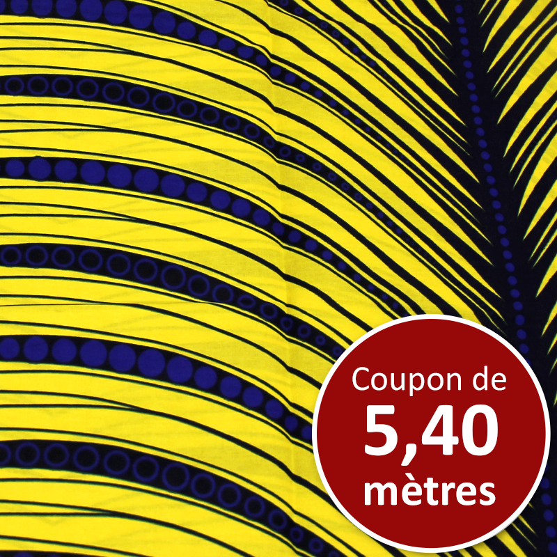 Tissu Africain WAX - Parure jaune et violet (coupon de 5,40 mètres)