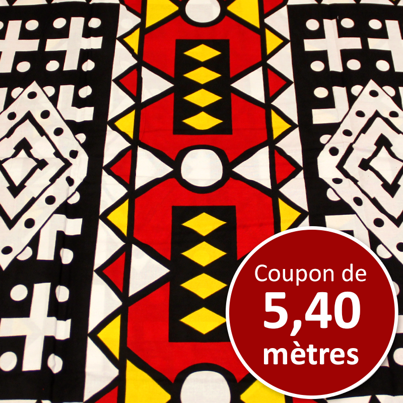Tissu Africain WAX - Soyo grand motif (coupon de 5,40 mètres)