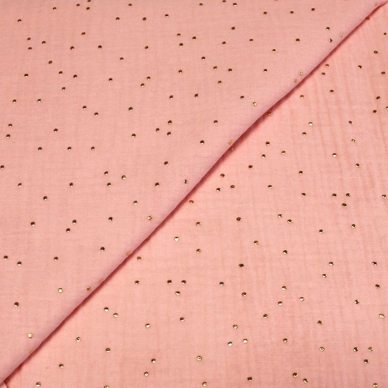 Double gaze 100% coton - Rose layette pépite d'or