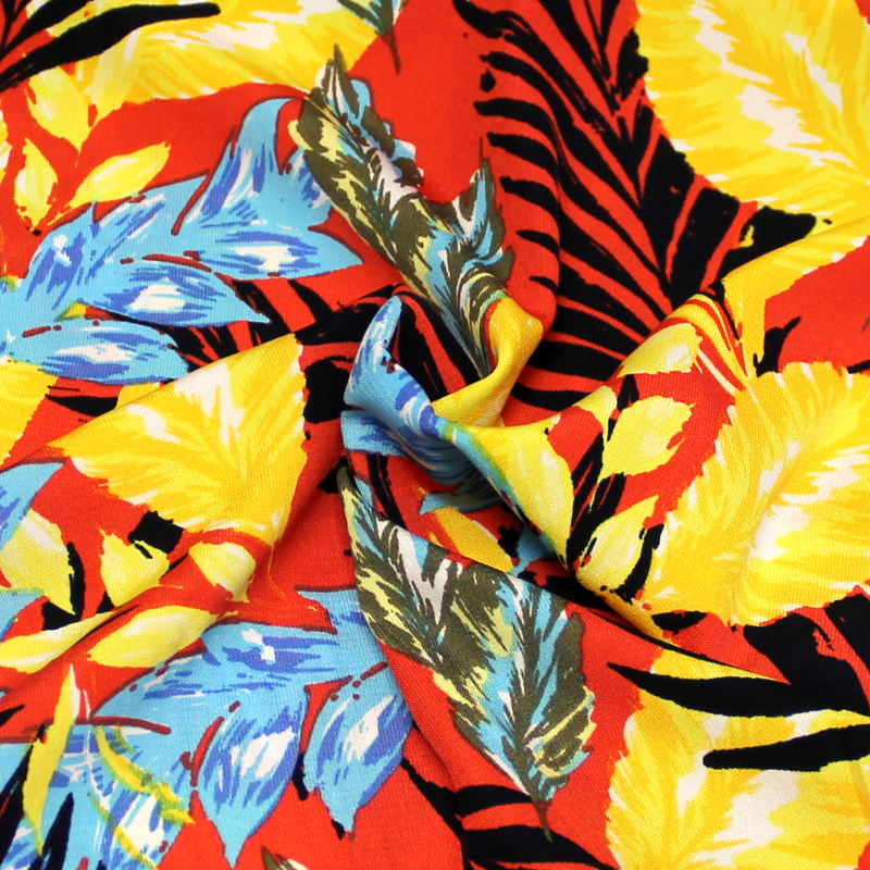 Javanaise - Palme multicolore fond vert sauge