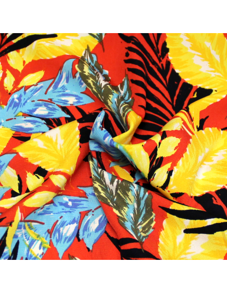 Javanaise - Palme multicolore fond vert sauge