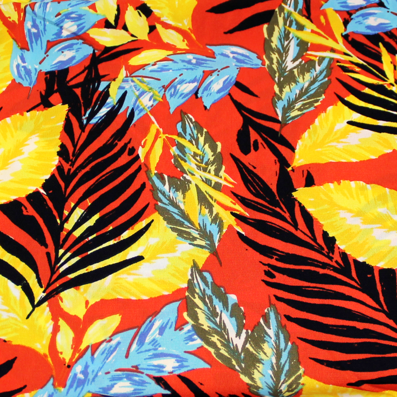 Javanaise - Palme multicolore fond vert sauge