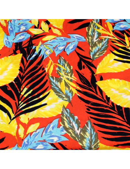 Javanaise - Palme multicolore fond vert sauge