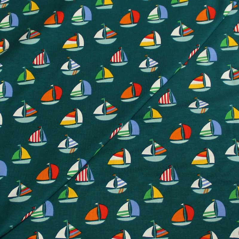 Jersey imprimé - Petit bateau fond vert