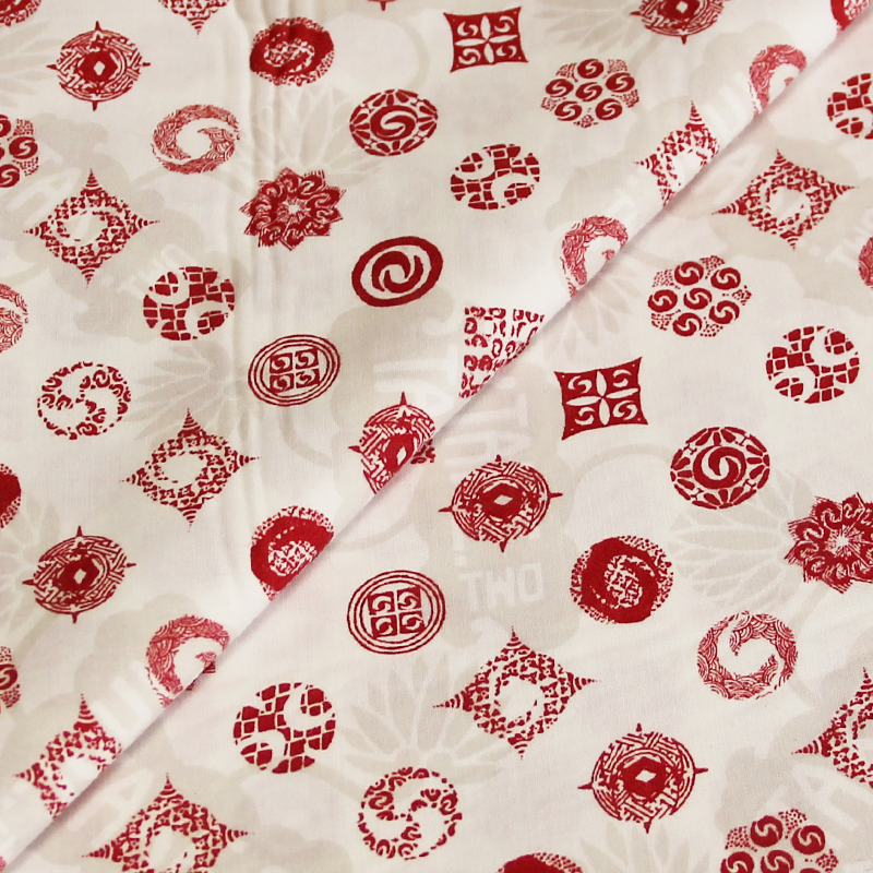 Popeline 100% coton bi imprimé - Symbole rouge