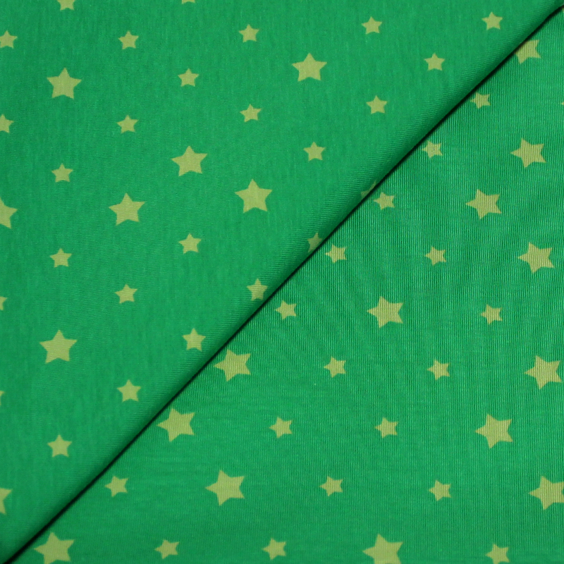 Jersey imprimé - Étoile anis fond vert