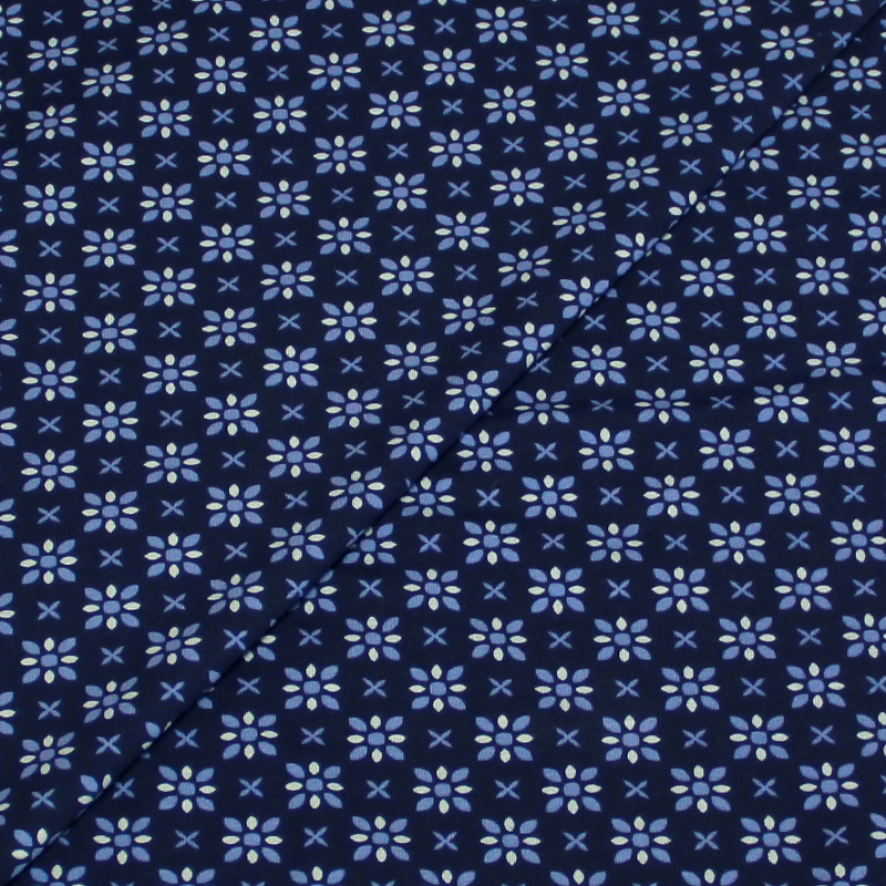 Jersey imprimé - Fleur graphique bleu