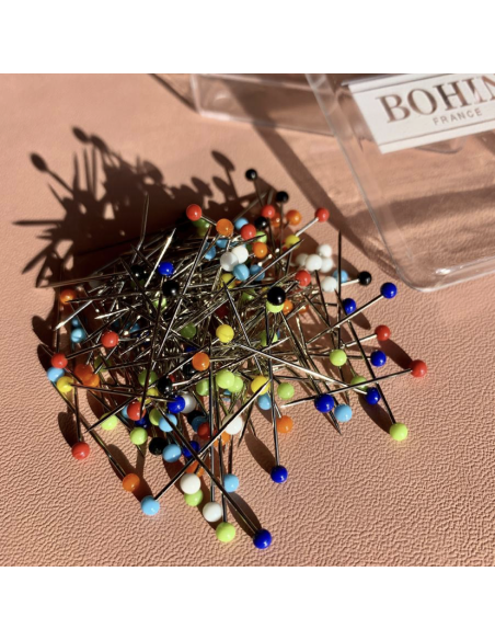 Boîte de 80 épingles à tête de verre extra-fines M7 - 30 mm assortiment