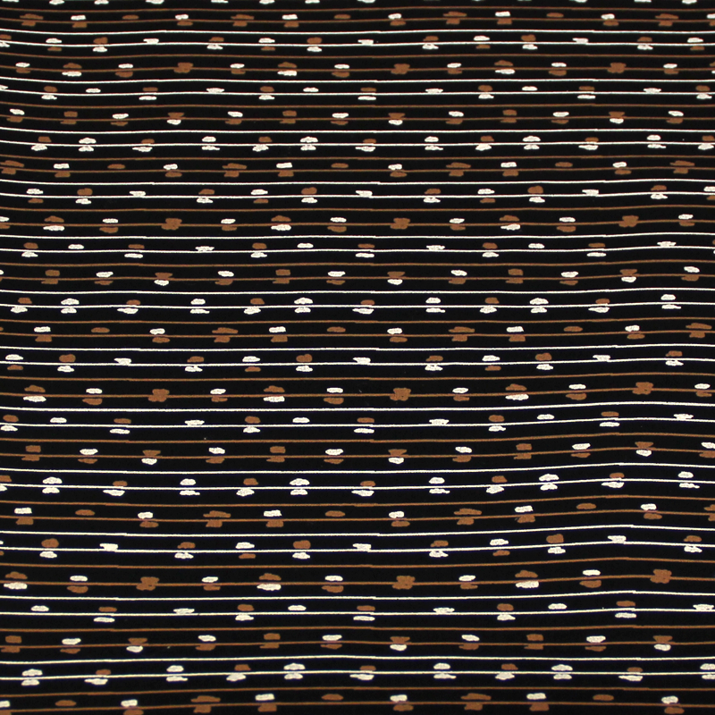 Popeline 100% coton - Rayure blanc & marron ton bois