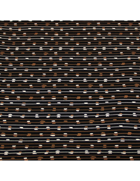 Popeline 100% coton - Rayure blanc & marron ton bois