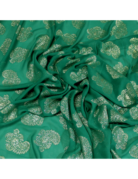 Mousseline de soie jacquard lancé découpé - Cachemire rouge