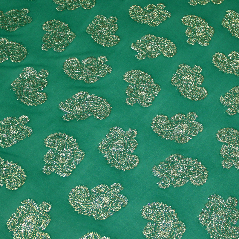 Mousseline de soie jacquard lancé découpé - Cachemire rouge