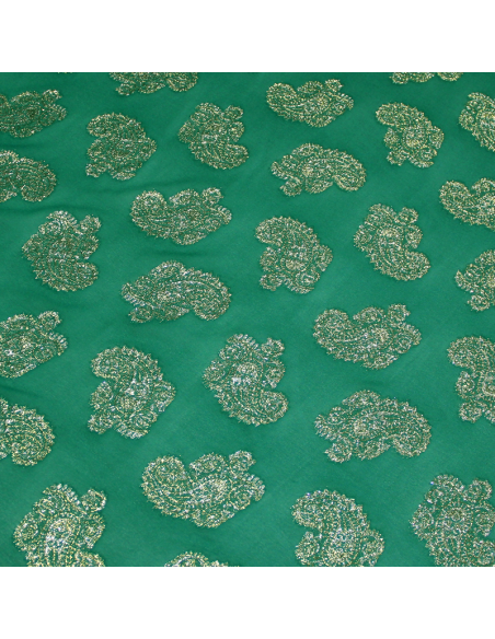 Mousseline de soie jacquard lancé découpé - Cachemire rouge