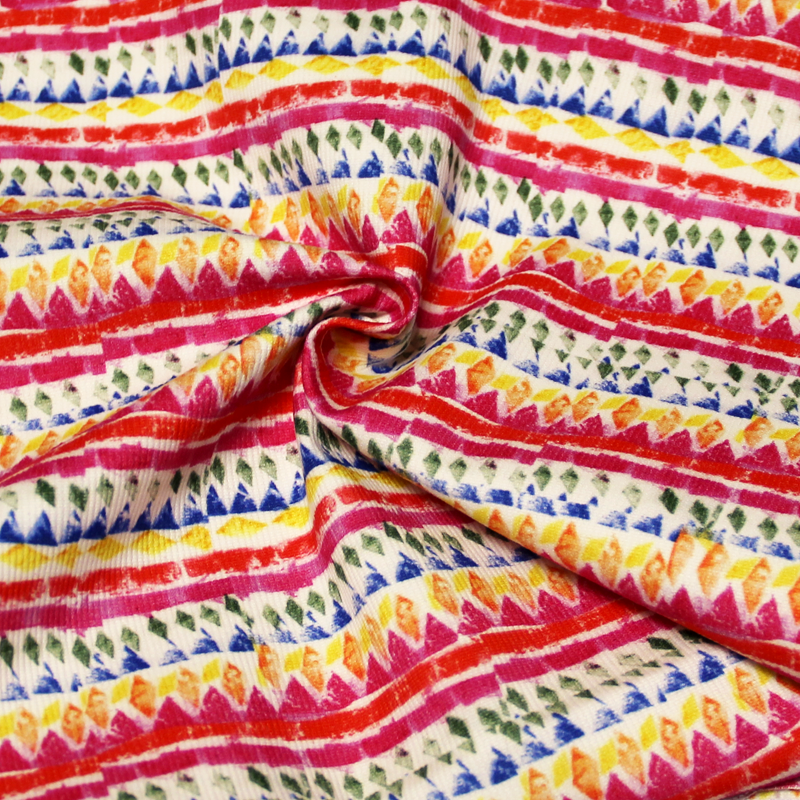 Piqué de coton & élasthanne - Losange abstrait multicolore