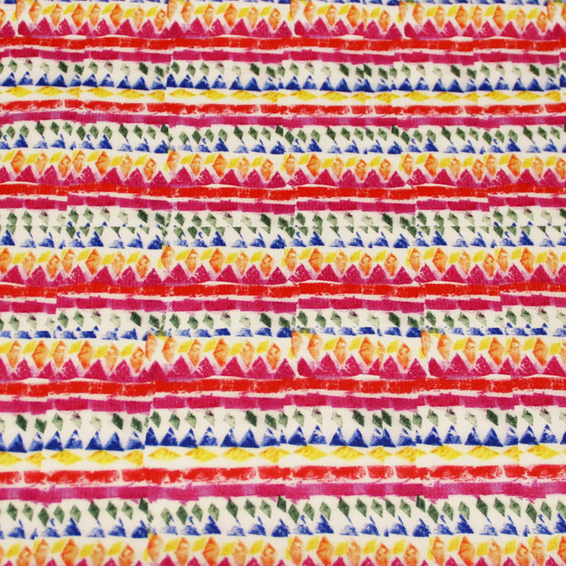 Piqué de coton & élasthanne - Losange abstrait multicolore