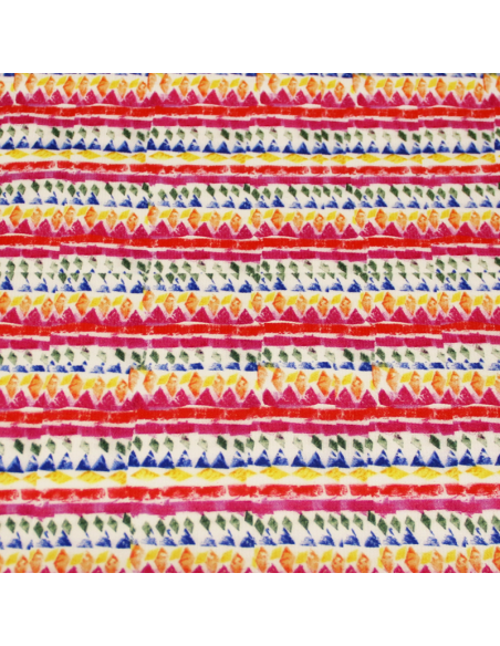 Piqué de coton & élasthanne - Losange abstrait multicolore