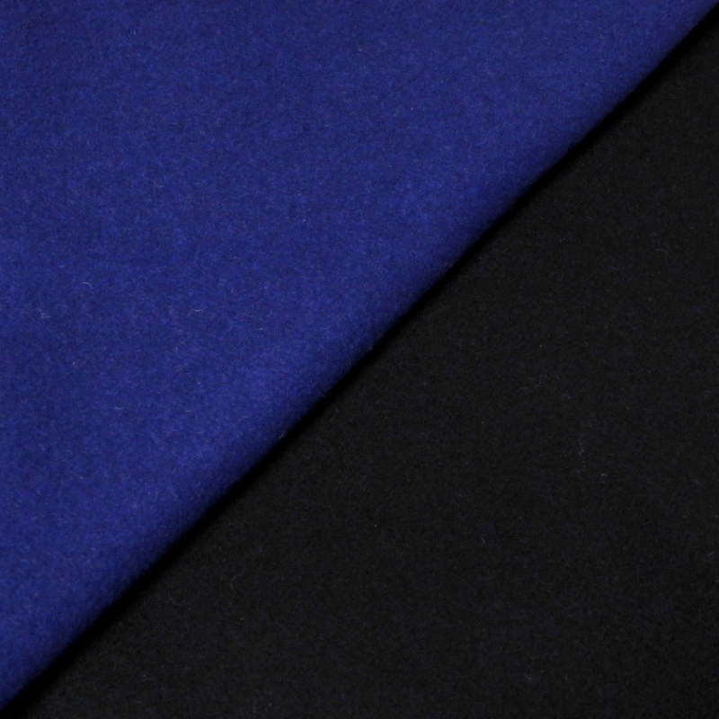 Velours de laine double face - Bleu roi & noir
