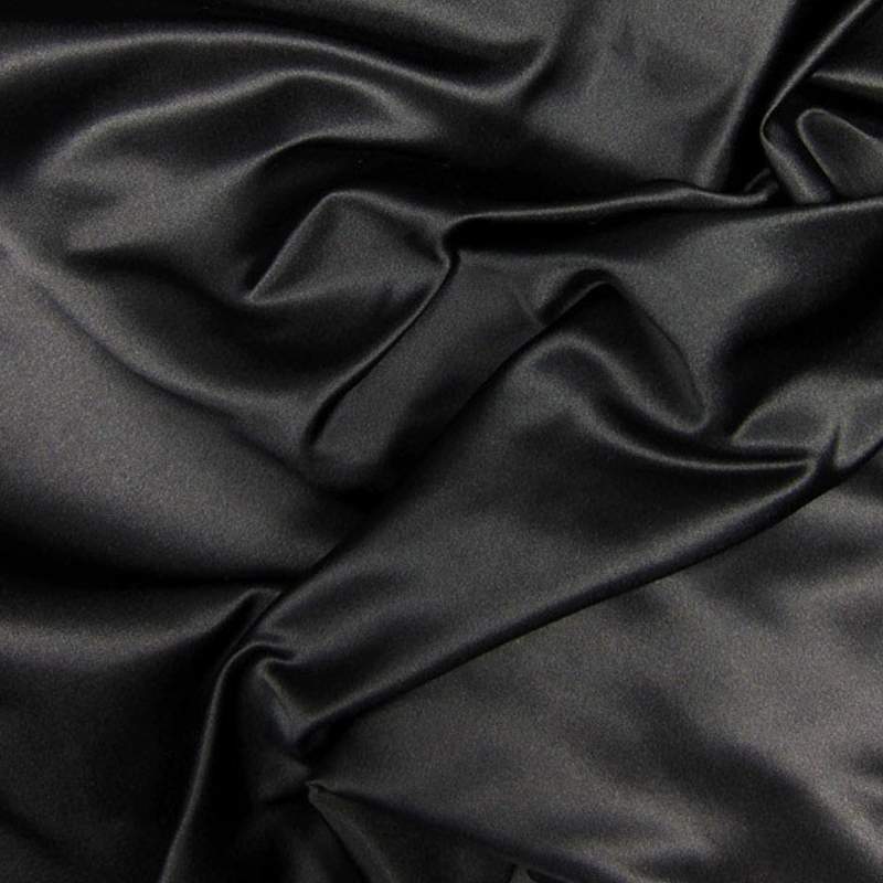 Tissu Satin uni de couleur noir brillant - AM-1-Sat-uni-noir