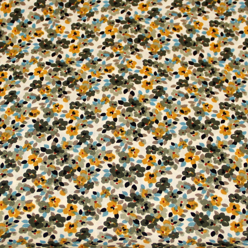 Javanaise - Floral kaki et jaune