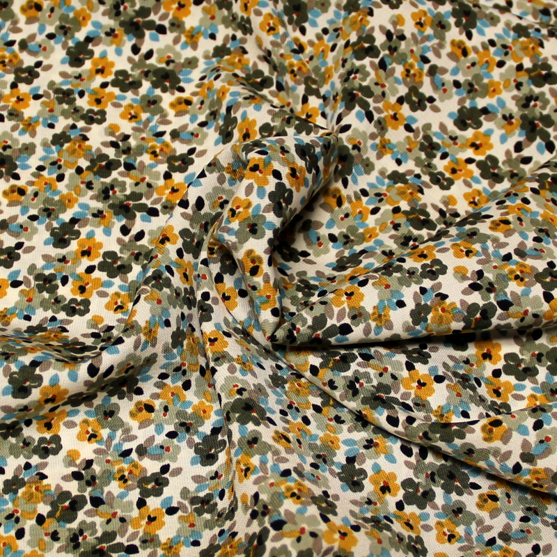 Javanaise - Floral kaki et jaune