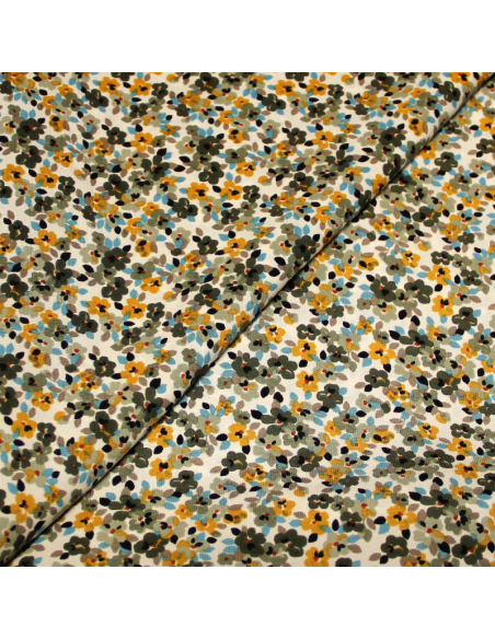 Javanaise - Floral kaki et jaune