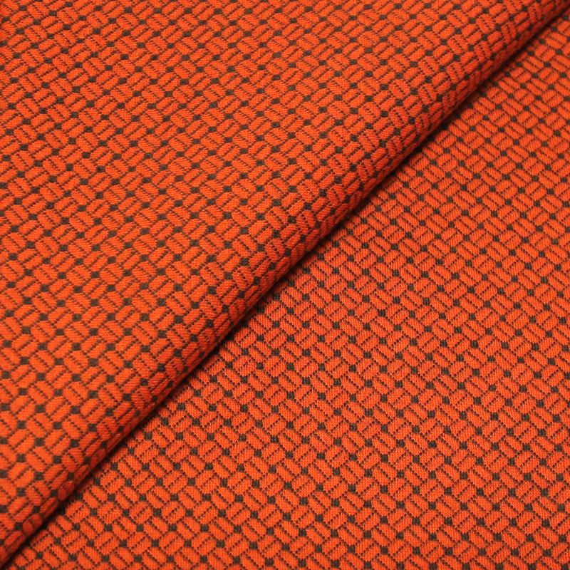 Jacquard 100% laine - Géométrique marron & orange