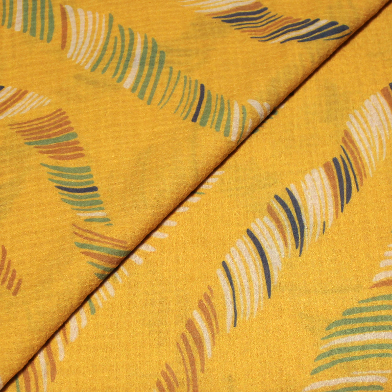Gaze piqué seersucker - Motifs multicolore fond jaune