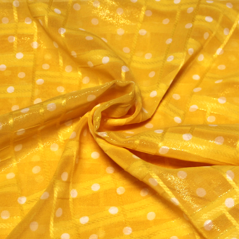 Mousseline jacquard imprimé - Pois blanc foil or