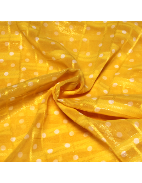 Mousseline jacquard imprimé - Pois blanc foil or