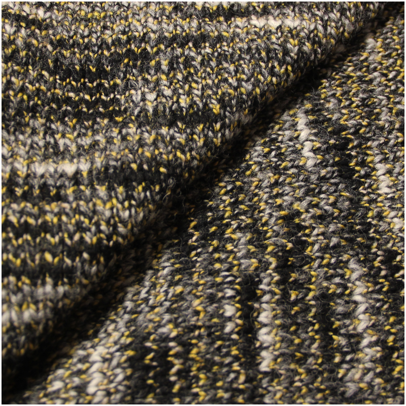 Jersey de laine - Noir gris et jaune