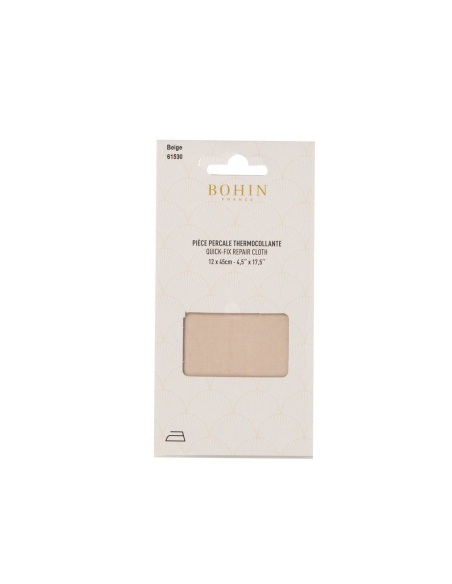 Pièce de réparation thermocollante 100% percale de coton (Beige)