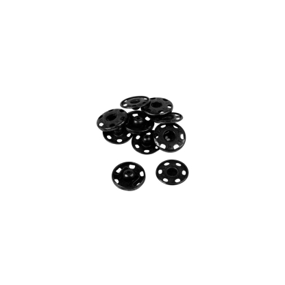 Boutons pression à coudre en laiton inoxydable (N°1, Carte 12 pcs, Noir) 2