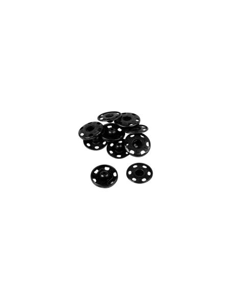 Boutons pression à coudre en laiton inoxydable (N°1, Carte 12 pcs, Noir)